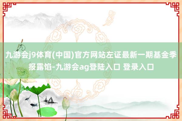 九游会j9体育(中国)官方网站左证最新一期基金季报露馅-九游会ag登陆入口 登录入口