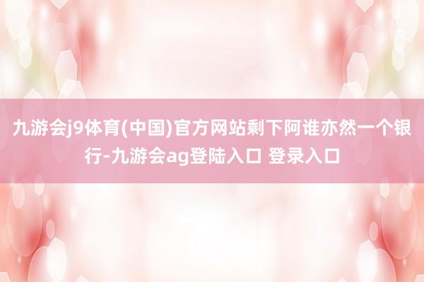 九游会j9体育(中国)官方网站剩下阿谁亦然一个银行-九游会ag登陆入口 登录入口