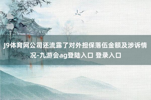 J9体育网公司还流露了对外担保落伍金额及涉诉情况-九游会ag登陆入口 登录入口
