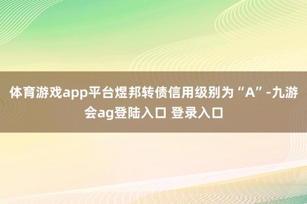 体育游戏app平台煜邦转债信用级别为“A”-九游会ag登陆入口 登录入口