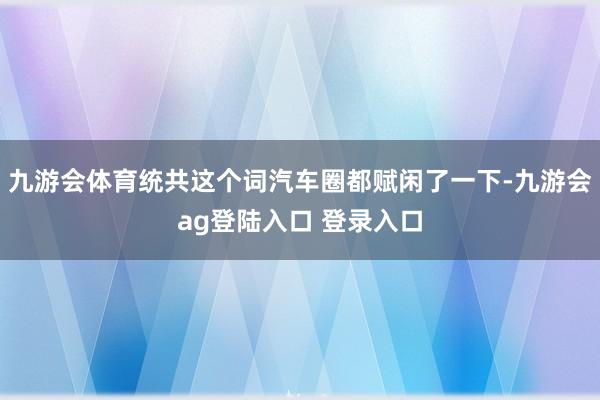 九游会体育统共这个词汽车圈都赋闲了一下-九游会ag登陆入口 登录入口